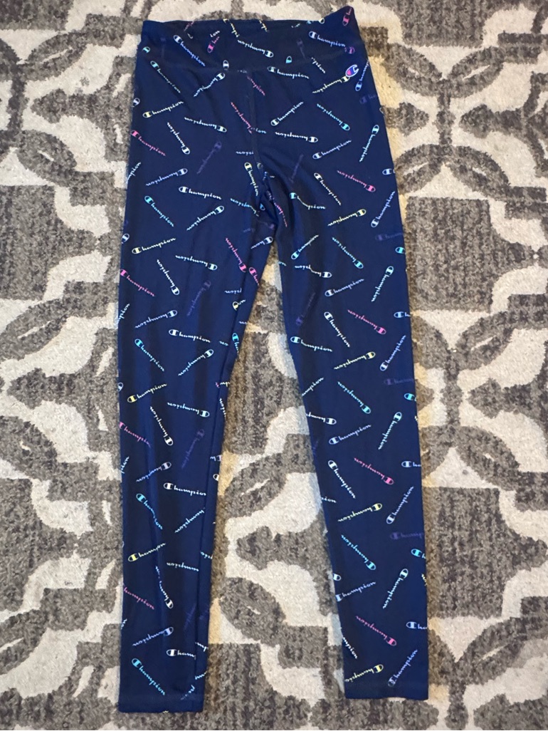 Champion Navy Leggings With Multicolor Logo Print